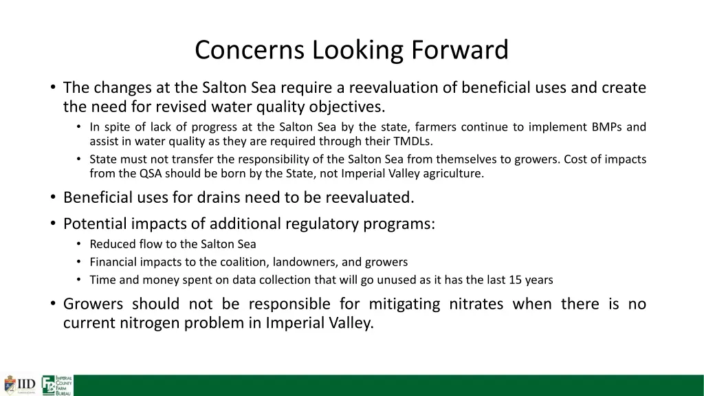 concerns looking forward