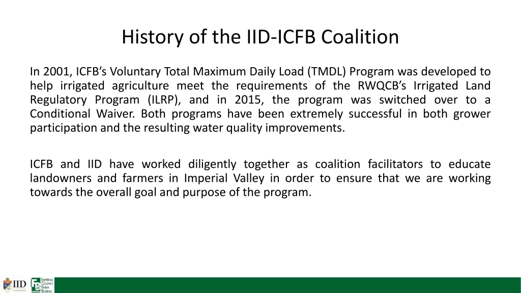 history of the iid icfb coalition