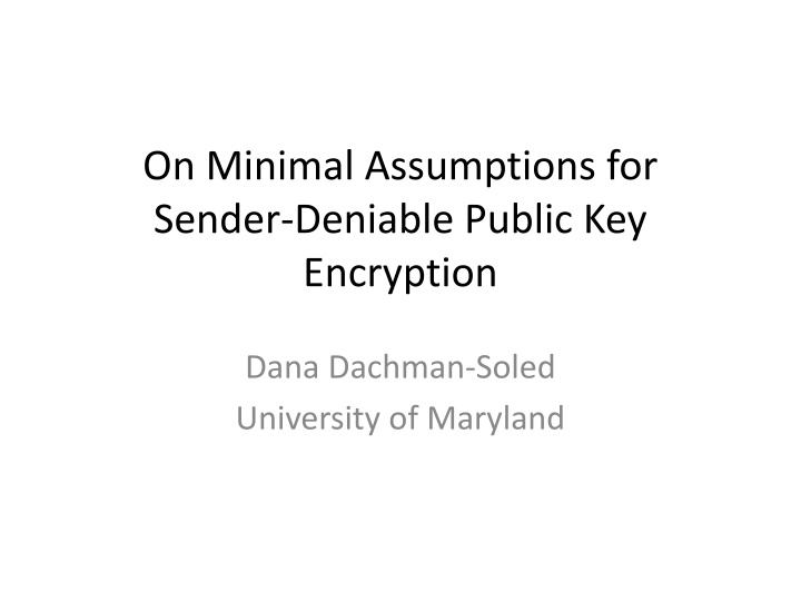 on minimal assumptions for sender deniable public