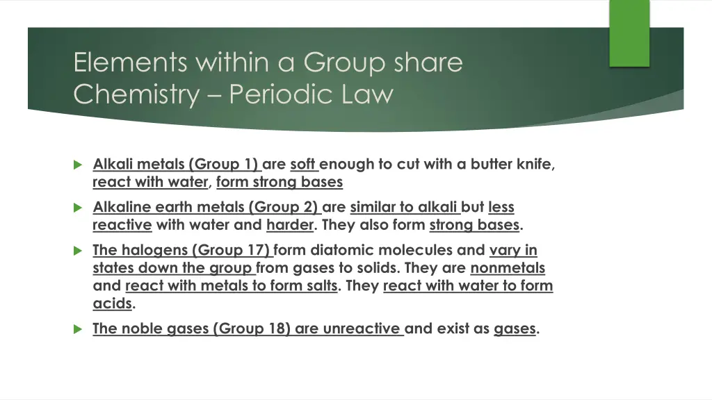 elements within a group share chemistry periodic