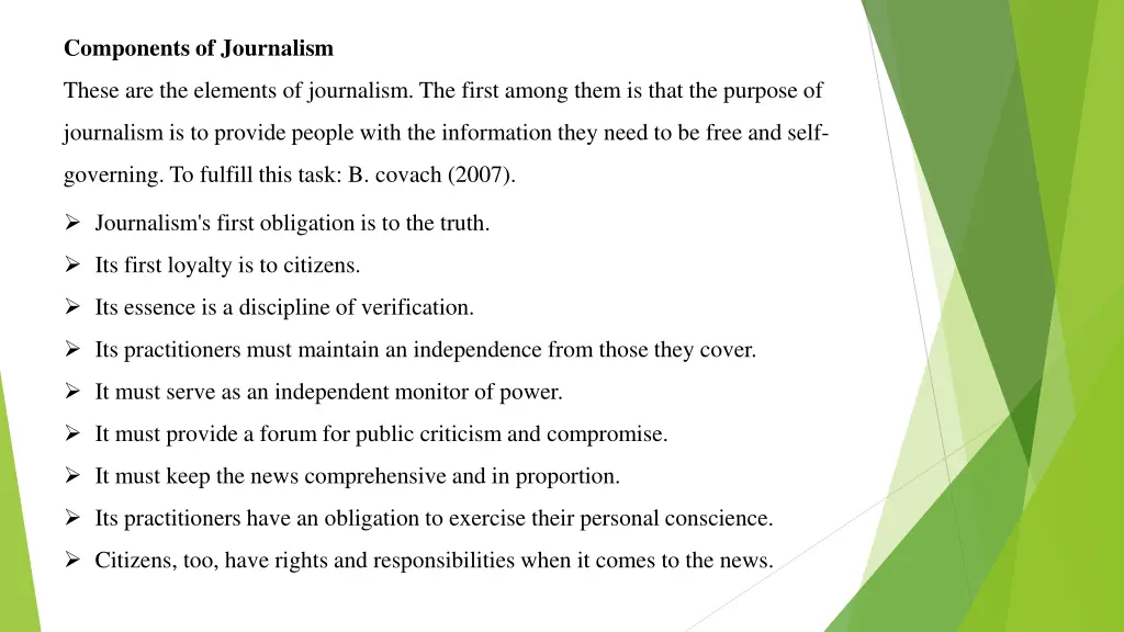 components of journalism