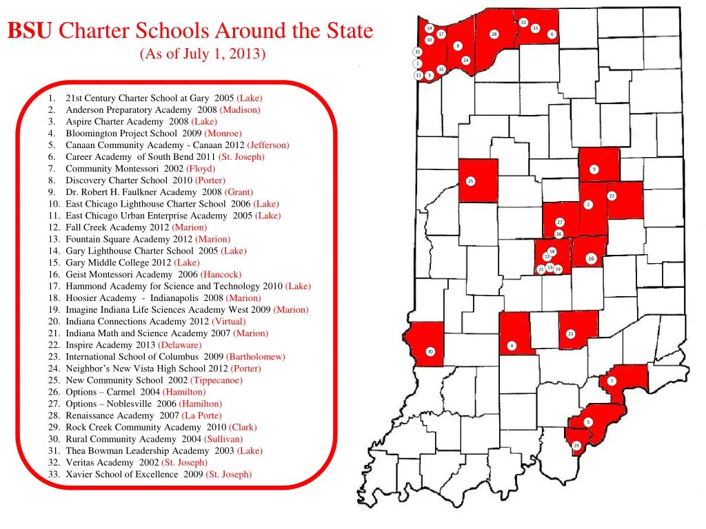 bsu charter schools around the state as of july