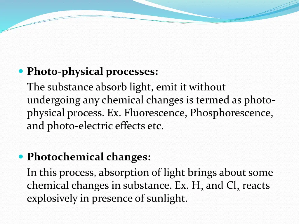 photo physical processes the substance absorb