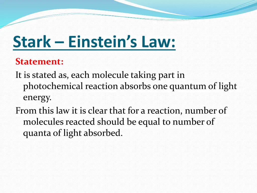 stark einstein s law
