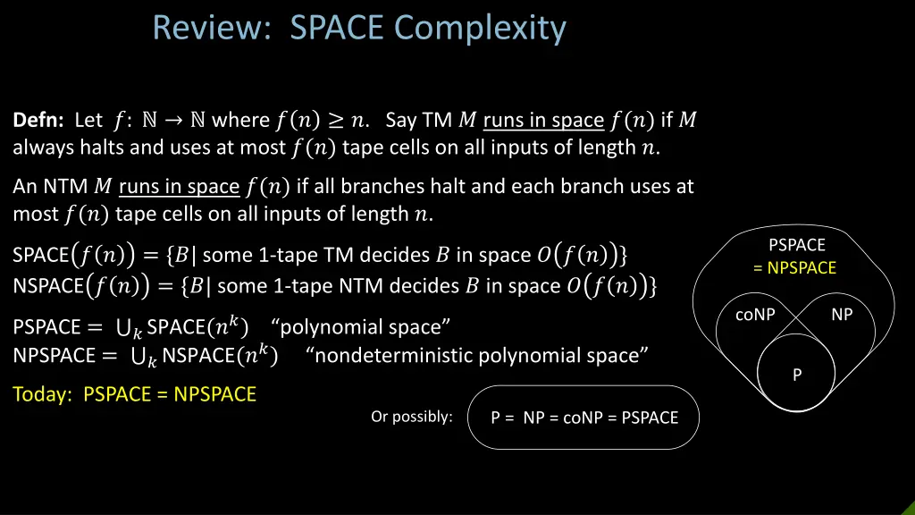 review space complexity