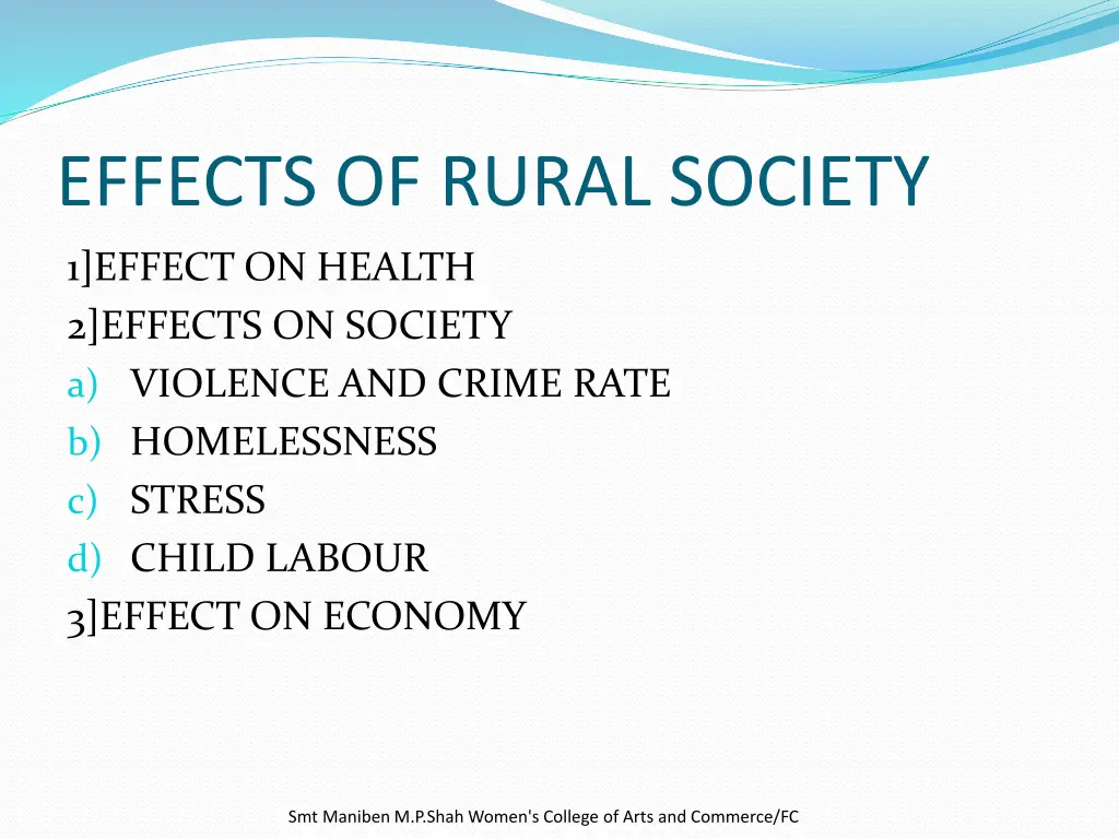 effects of rural society