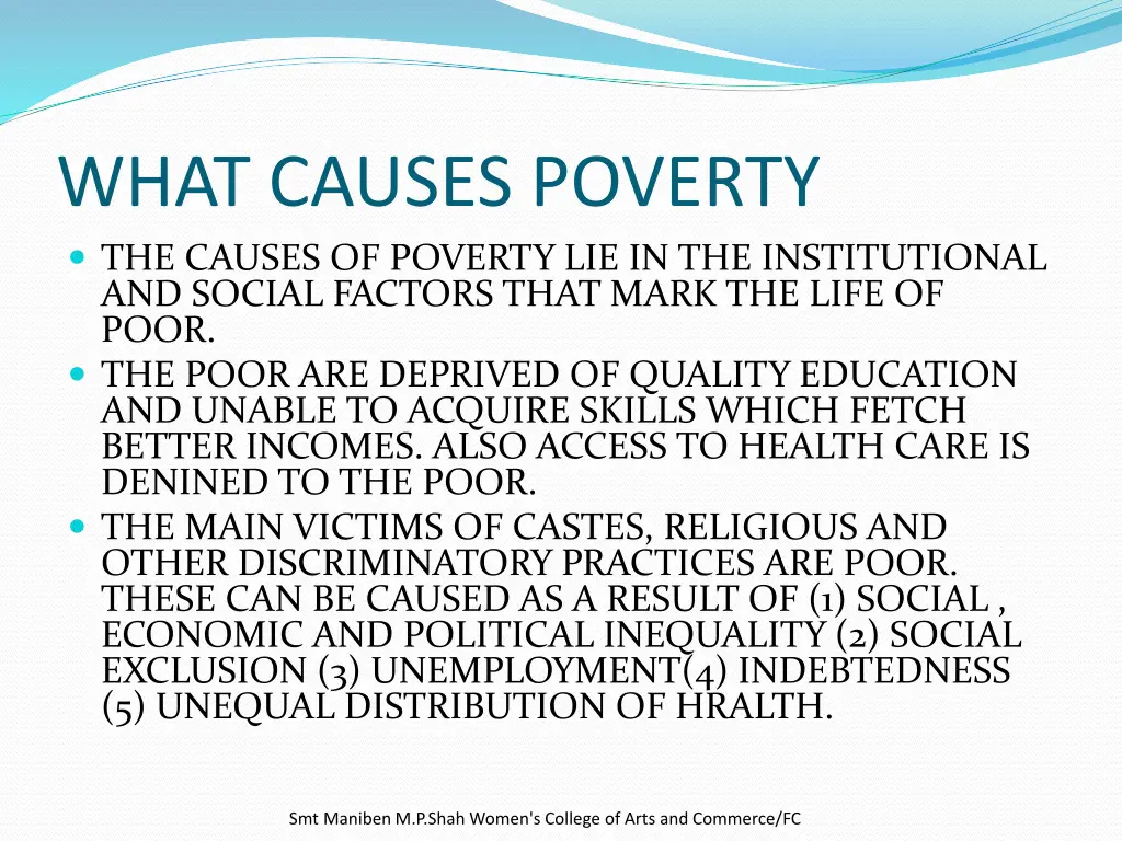 what causes poverty the causes of poverty
