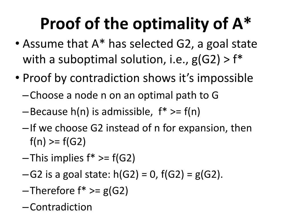 proof of the optimality of a assume that