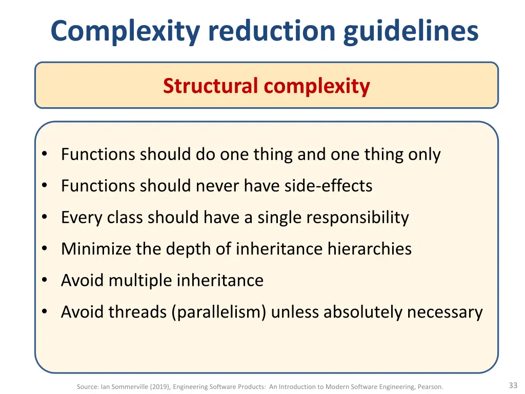 complexity reduction guidelines