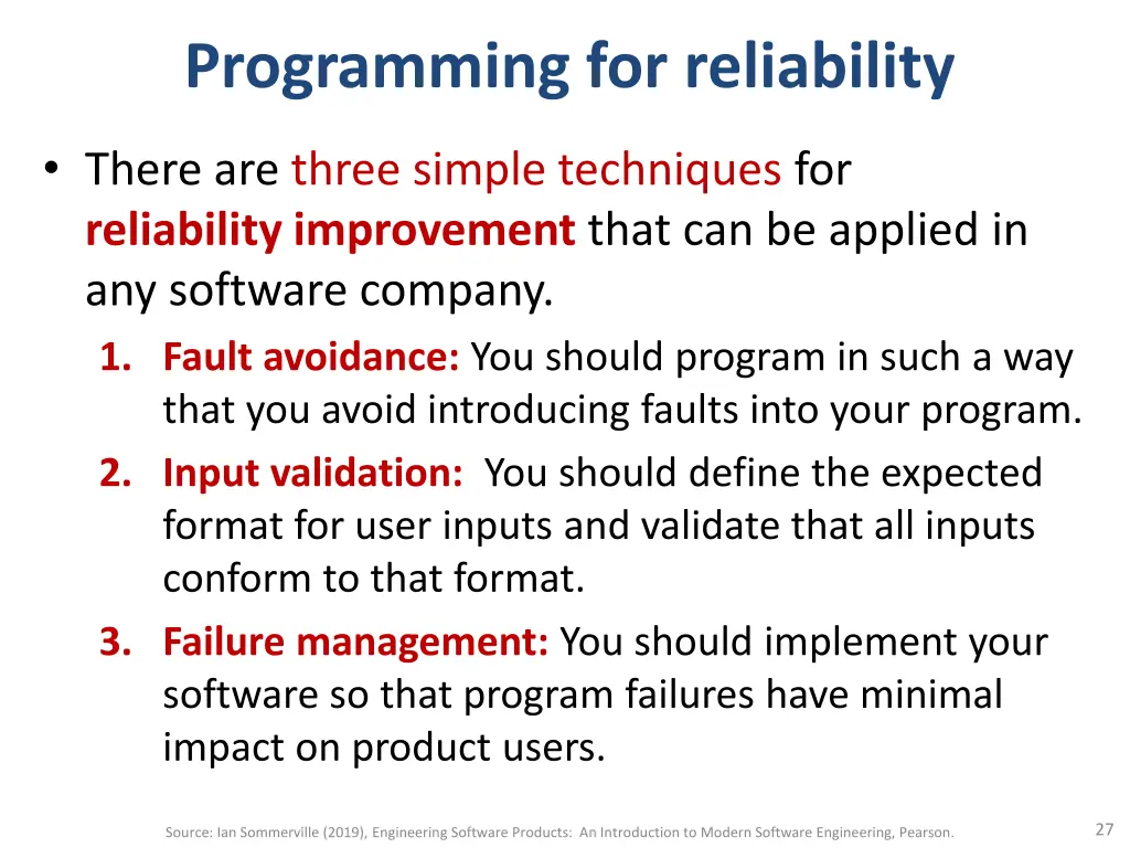 programming for reliability