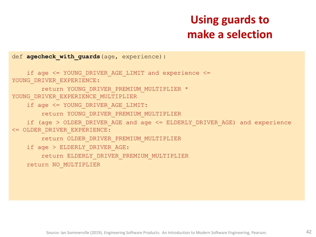 using guards to make a selection