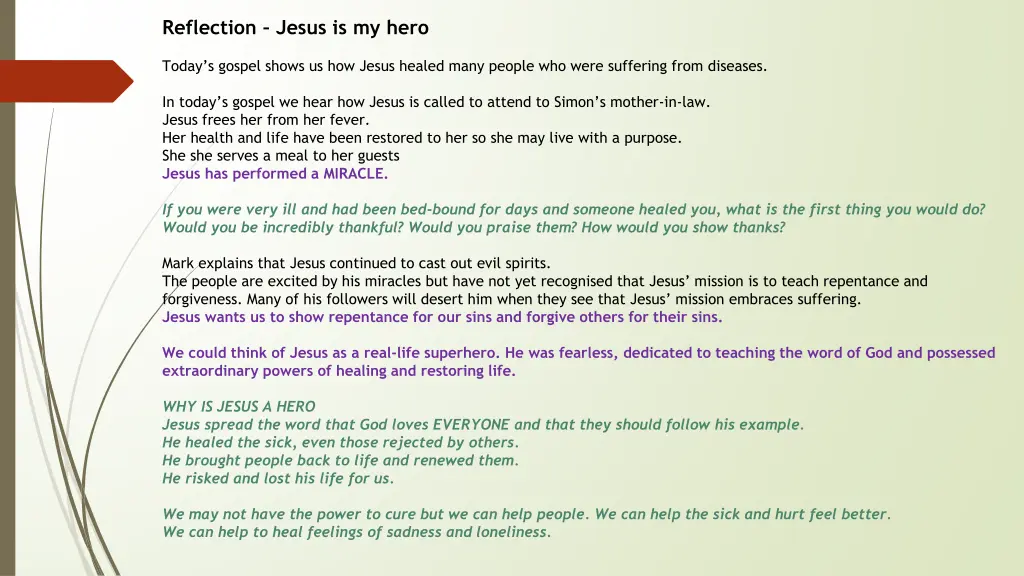 reflection jesus is my hero