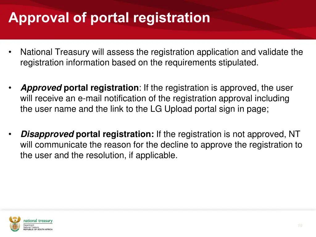 approval of portal registration