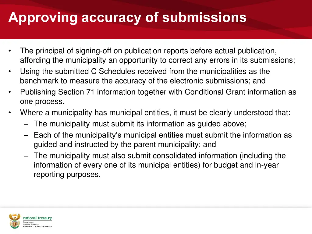 approving accuracy of submissions