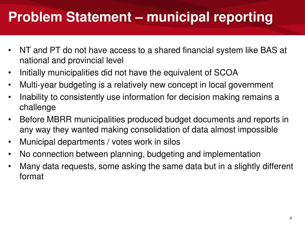 problem statement municipal reporting