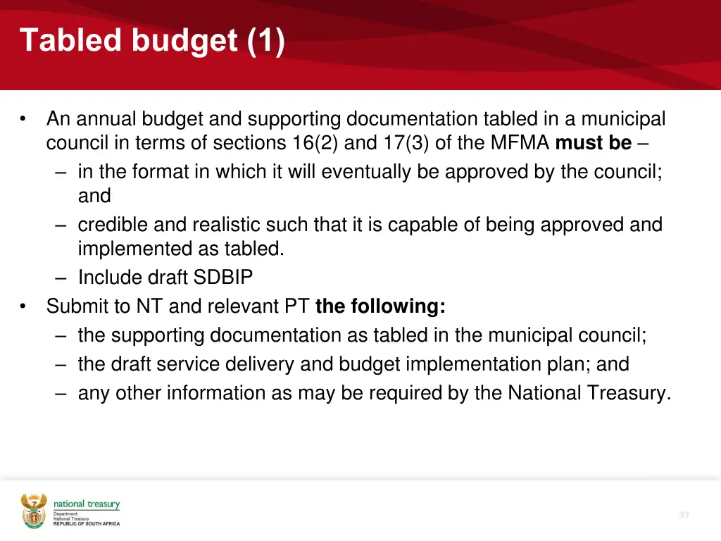 tabled budget 1