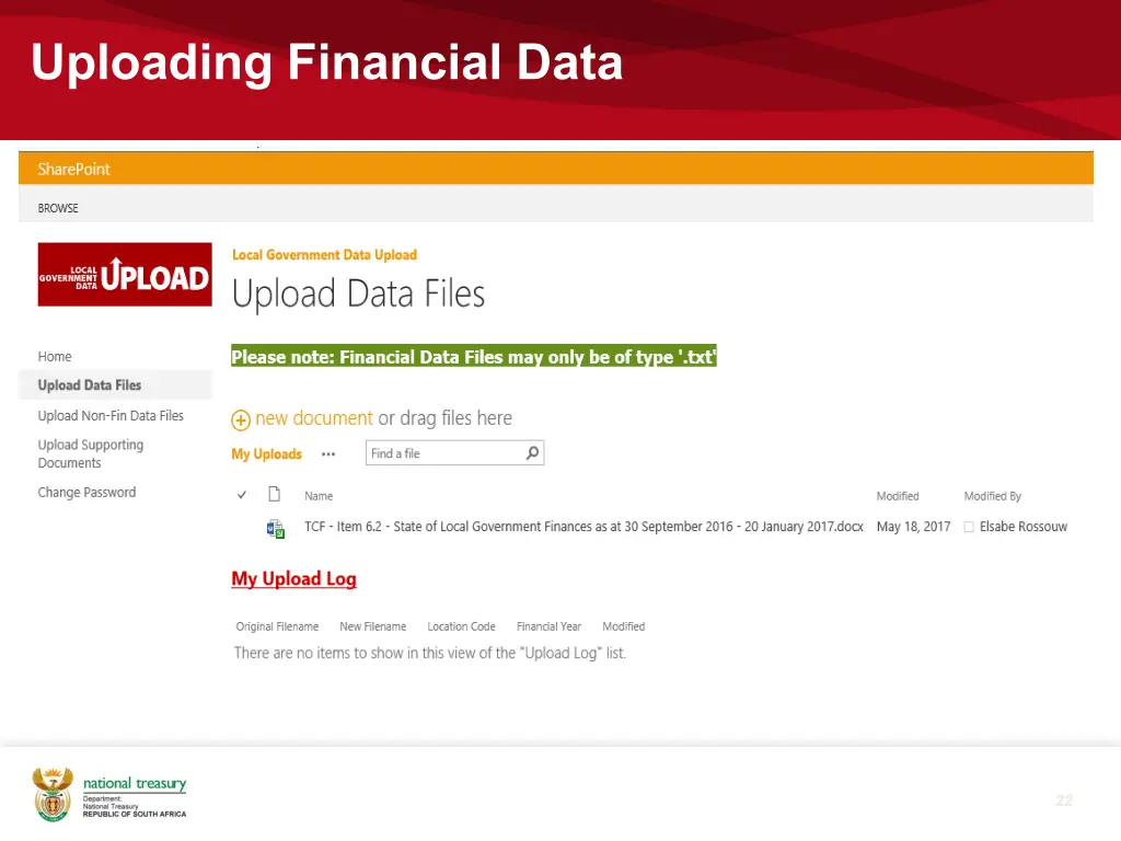 uploading financial data