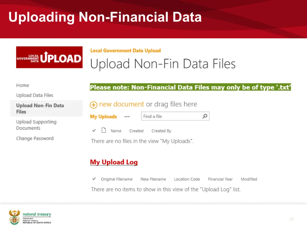 uploading non financial data
