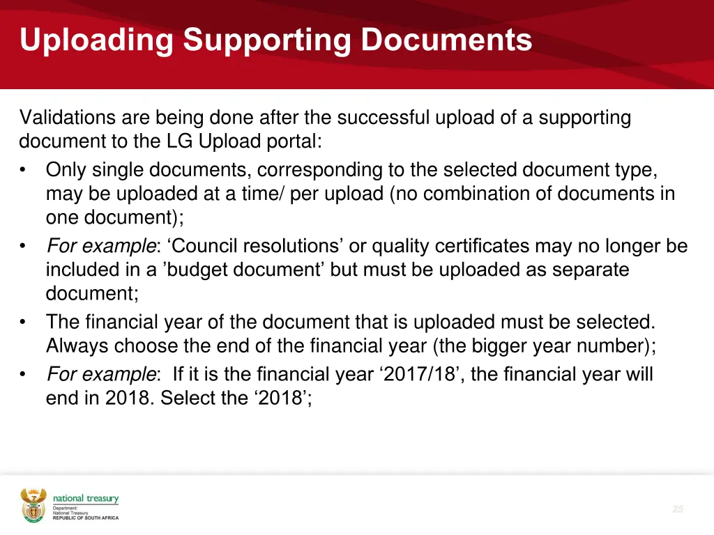 uploading supporting documents