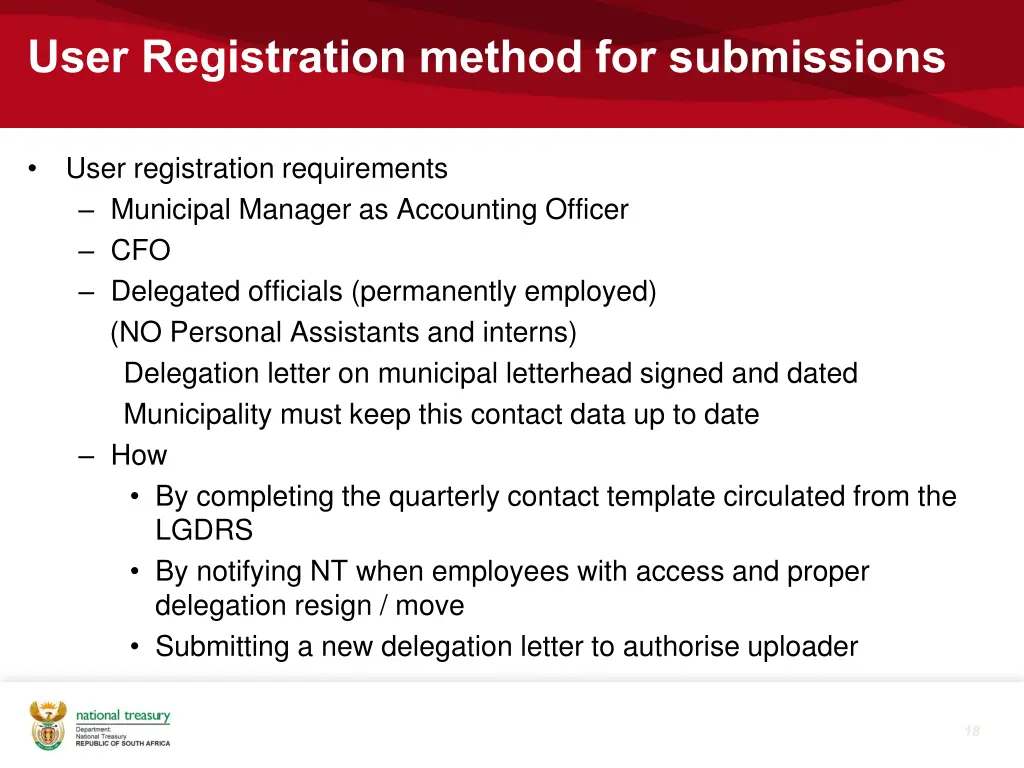 user registration method for submissions