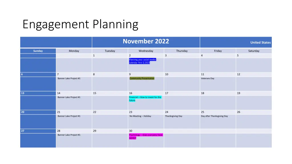 engagement planning