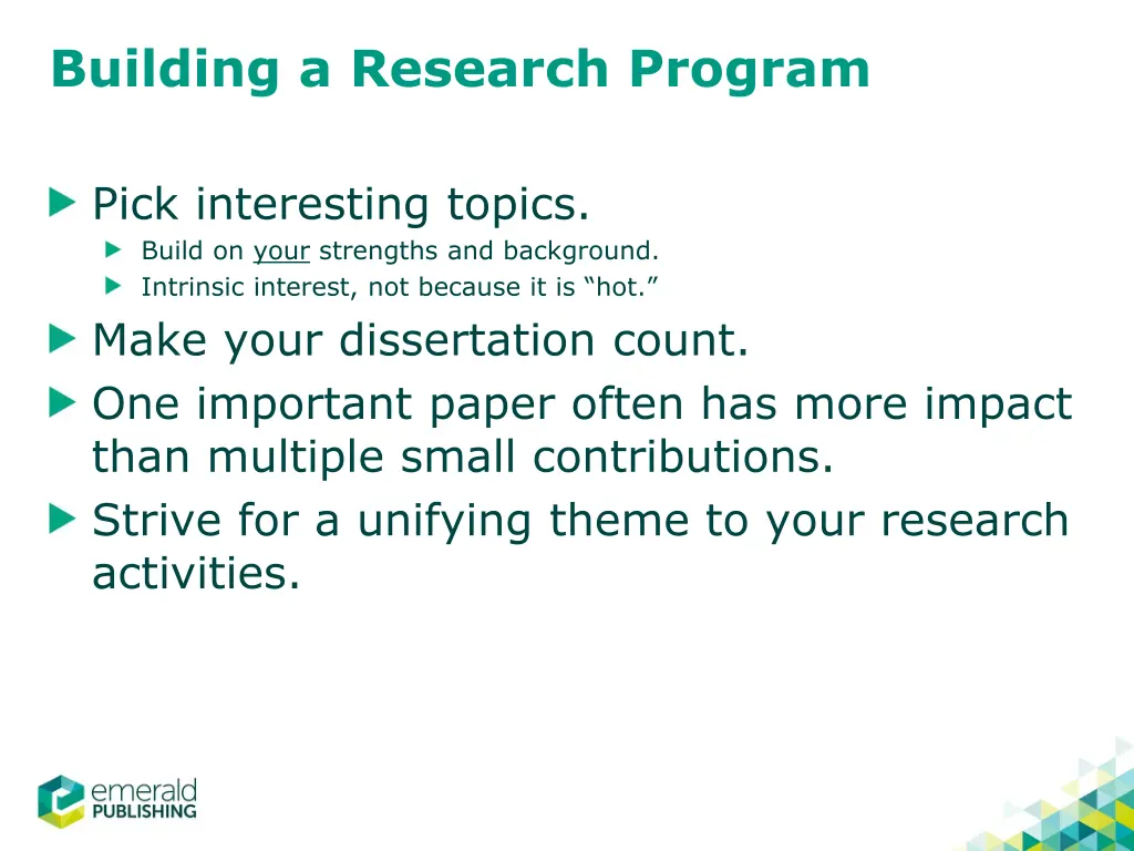 building a research program