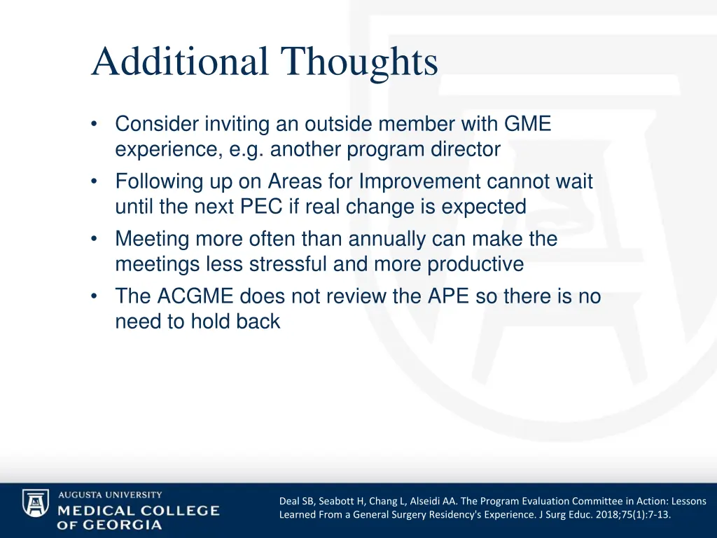 additional thoughts