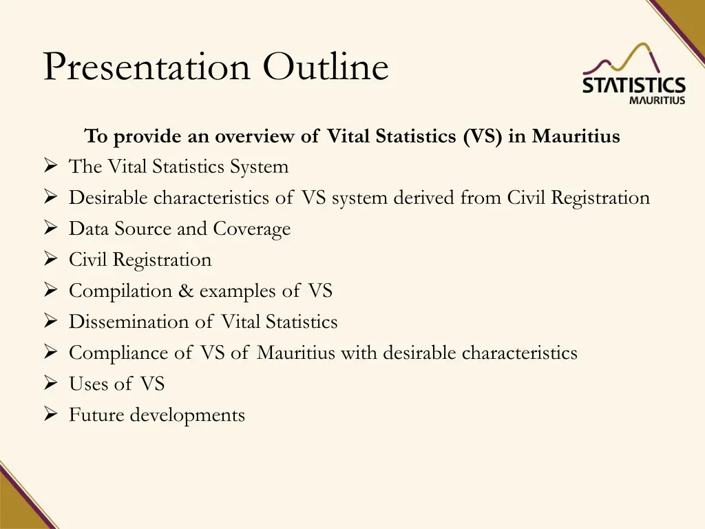 presentation outline