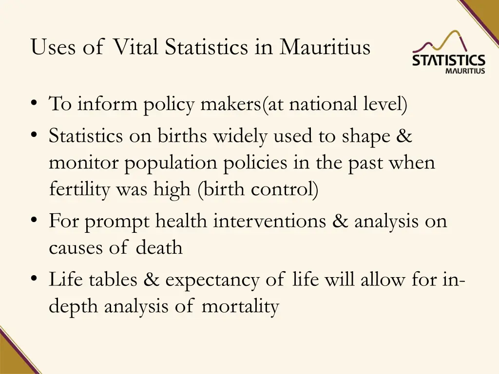 uses of vital statistics in mauritius