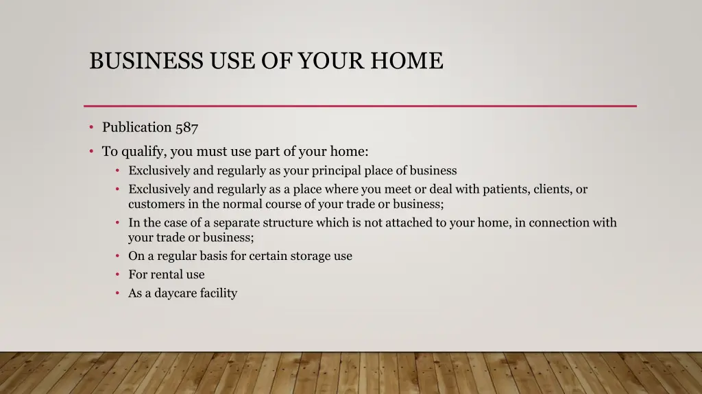 business use of your home