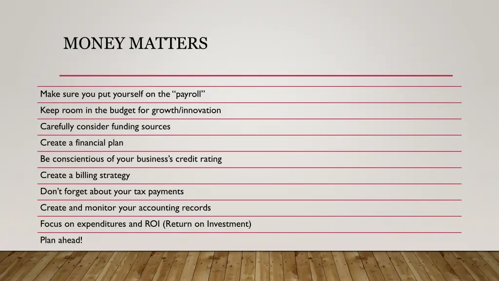 money matters