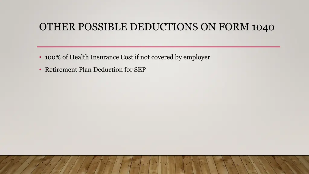 other possible deductions on form 1040