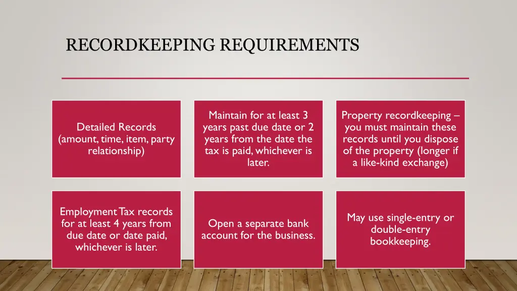 recordkeeping requirements