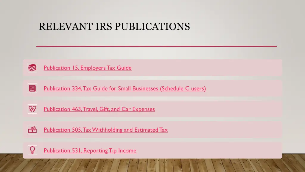 relevant irs publications