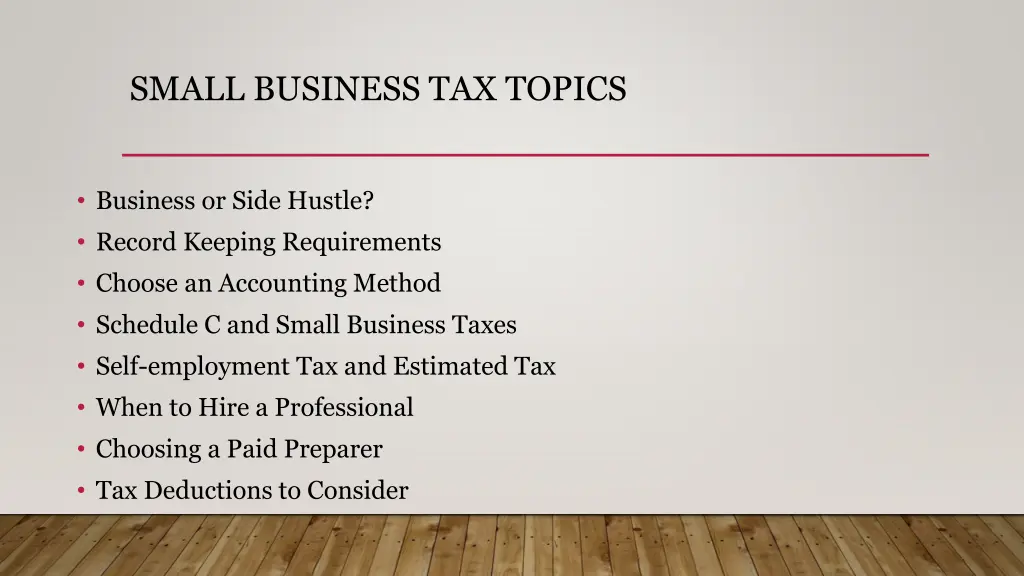 small business tax topics