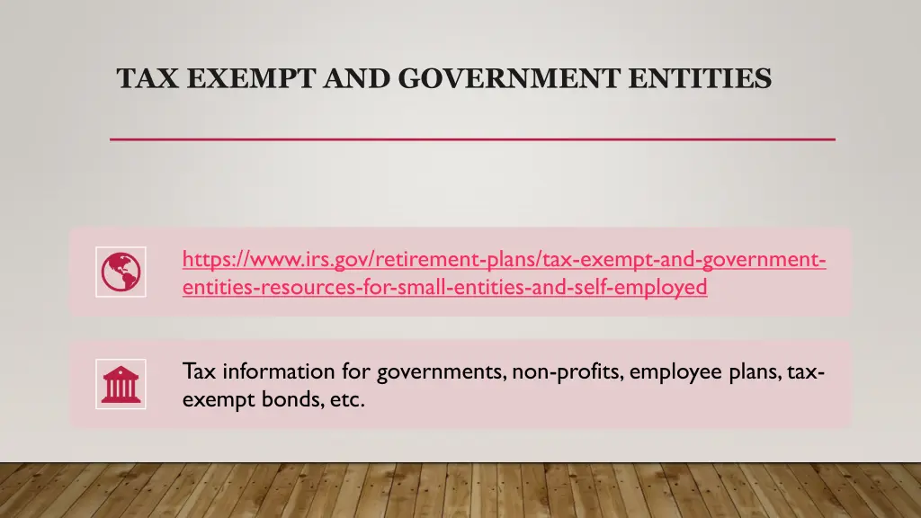 tax exempt and government entities