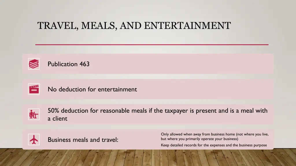 travel meals and entertainment