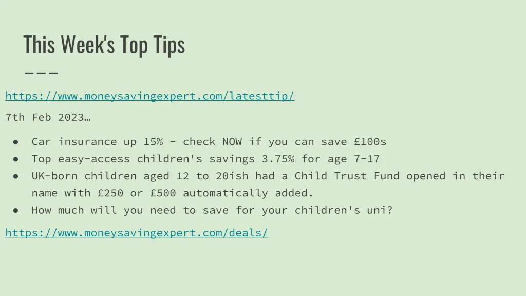 this week s top tips