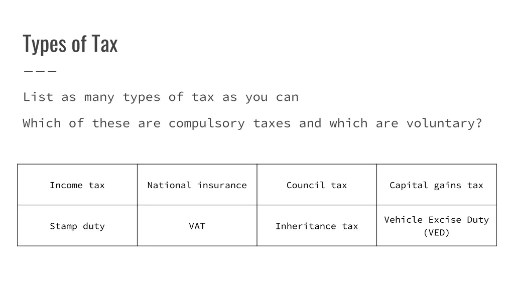 types of tax 1