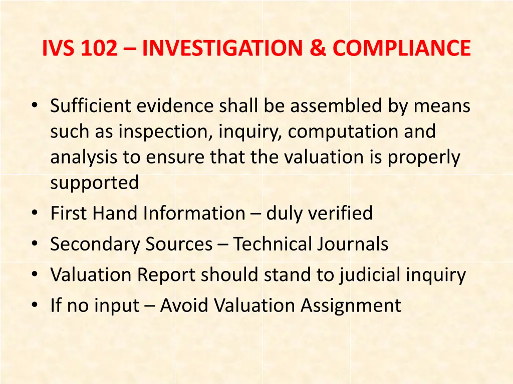 ivs 102 investigation compliance