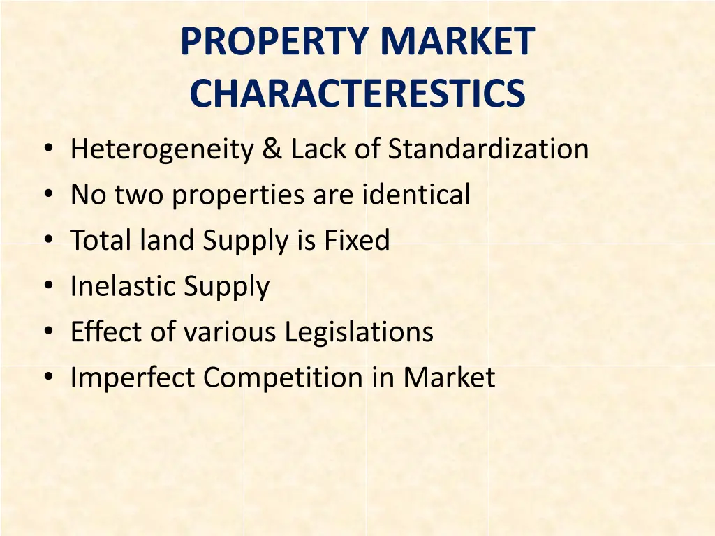 property market characterestics heterogeneity