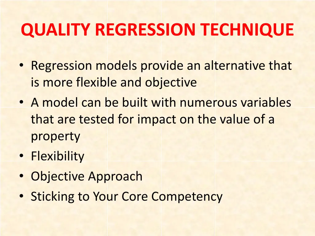 quality regression technique