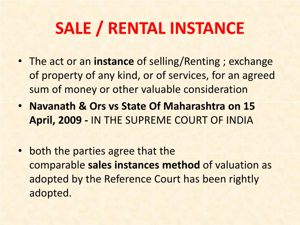sale rental instance