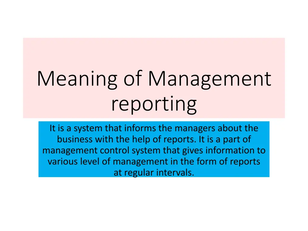 meaning of management reporting