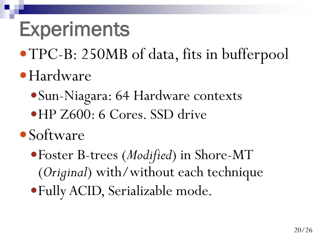 experiments experiments tpc b 250mb of data fits