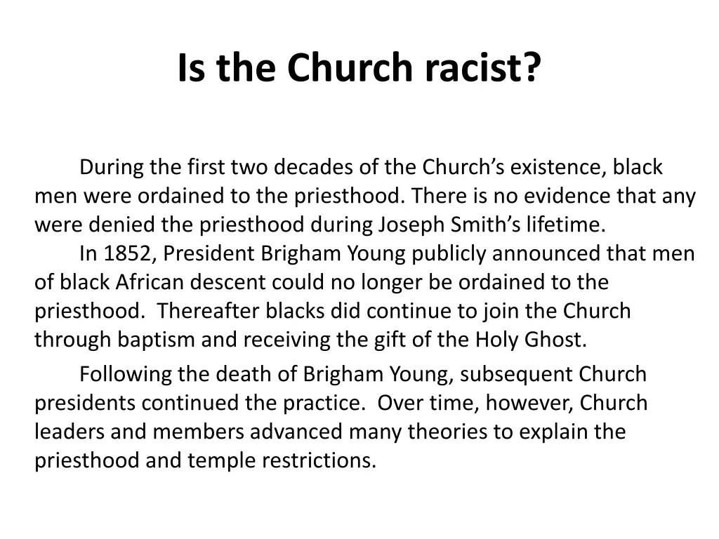 is the church racist 1