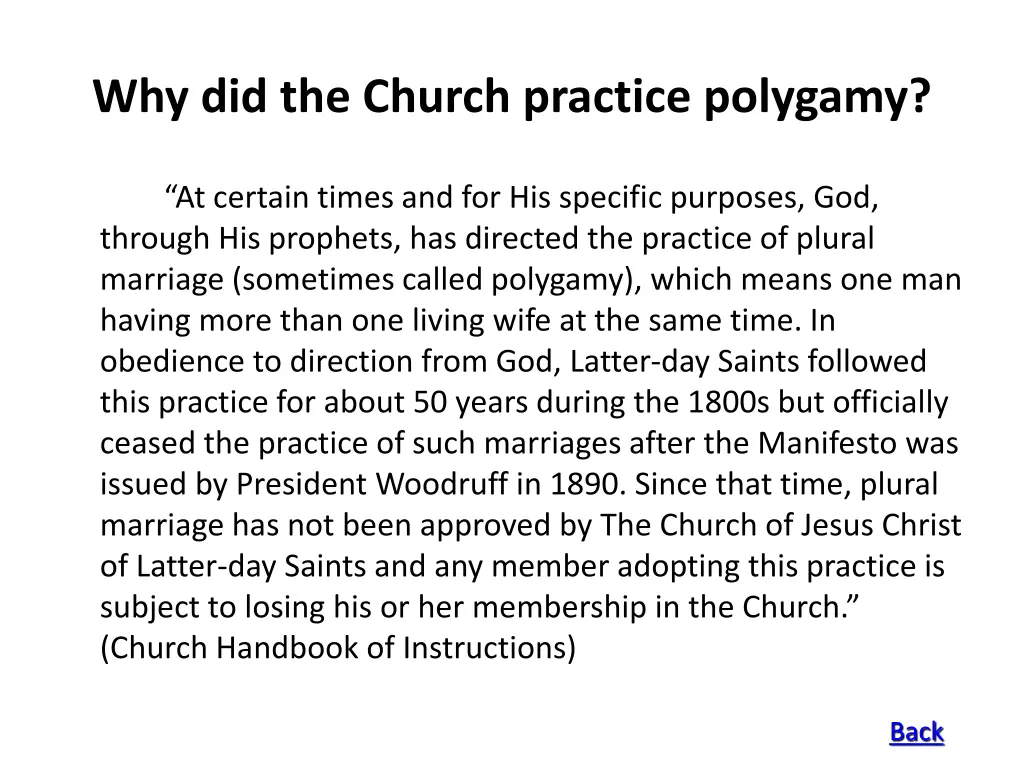 why did the church practice polygamy 2