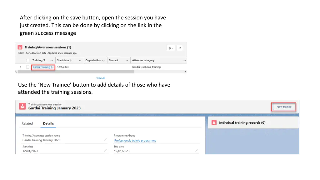 after clicking on the save button open