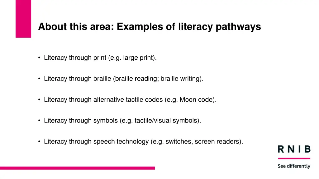 about this area examples of literacy pathways