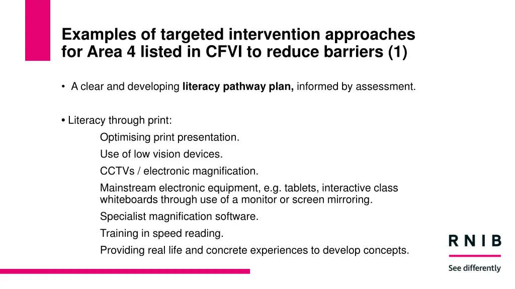 examples of targeted intervention approaches